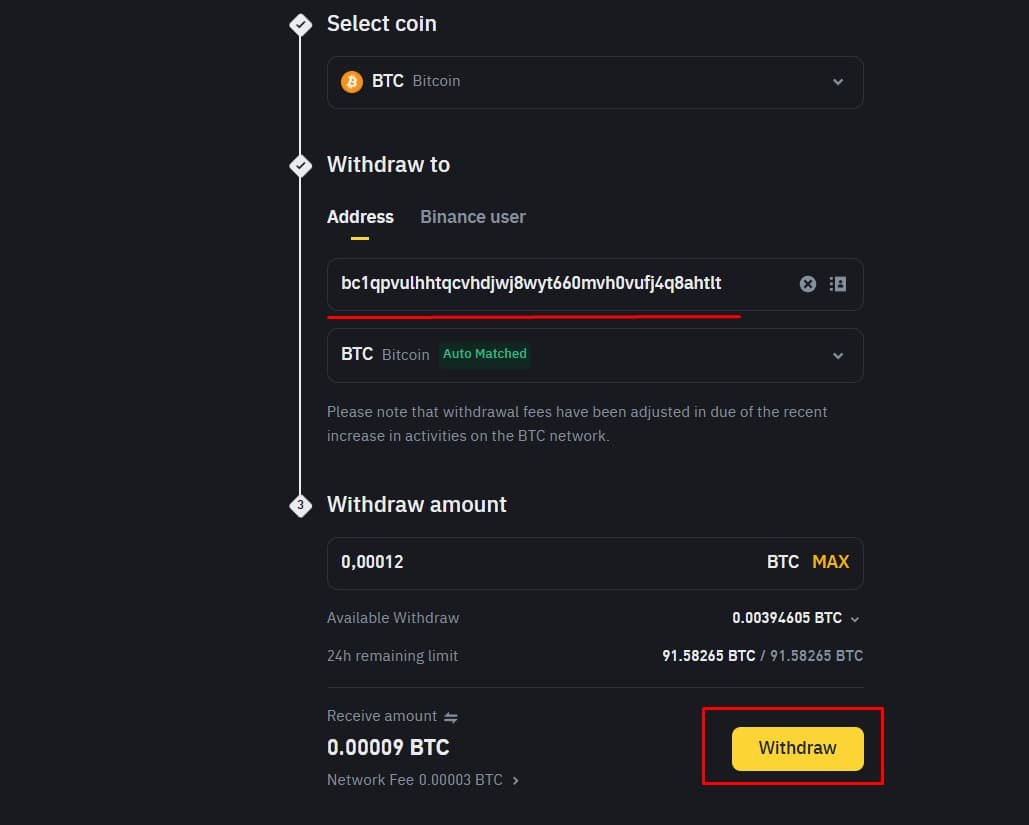 Withdrawl Address Withdrawl Address